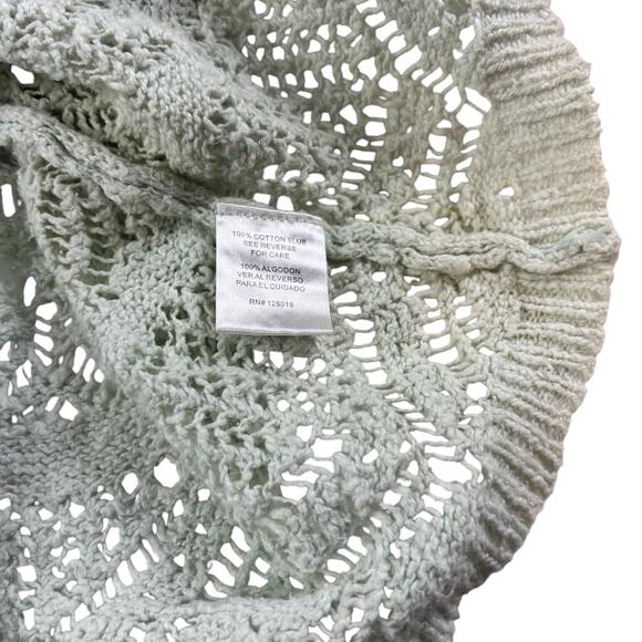 Joseph A Top Sz Large Crochet Mint Green Cotton Boho Coquette Open Knit Sweater - Picture 9 of 12